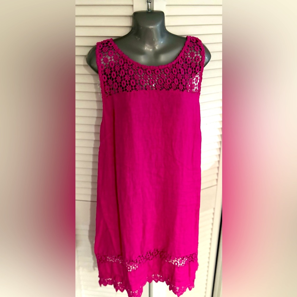 M Made in Italy magenta colored linen dress